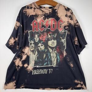 AC/DC Highway to Hell Black/Tan Acid Wash Tee - 3XL